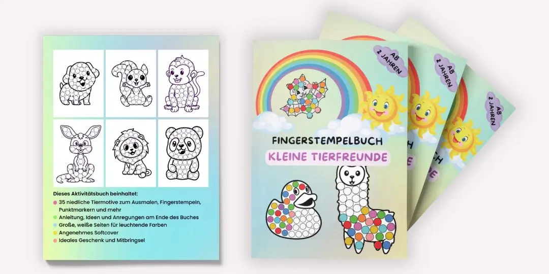Fingerstempelbuch für Kinder: Tiere