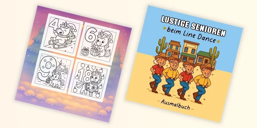 Malbuch - Lustige Senioren beim Line Dance Ausmalbuch - Lustige Line Dance Senioren