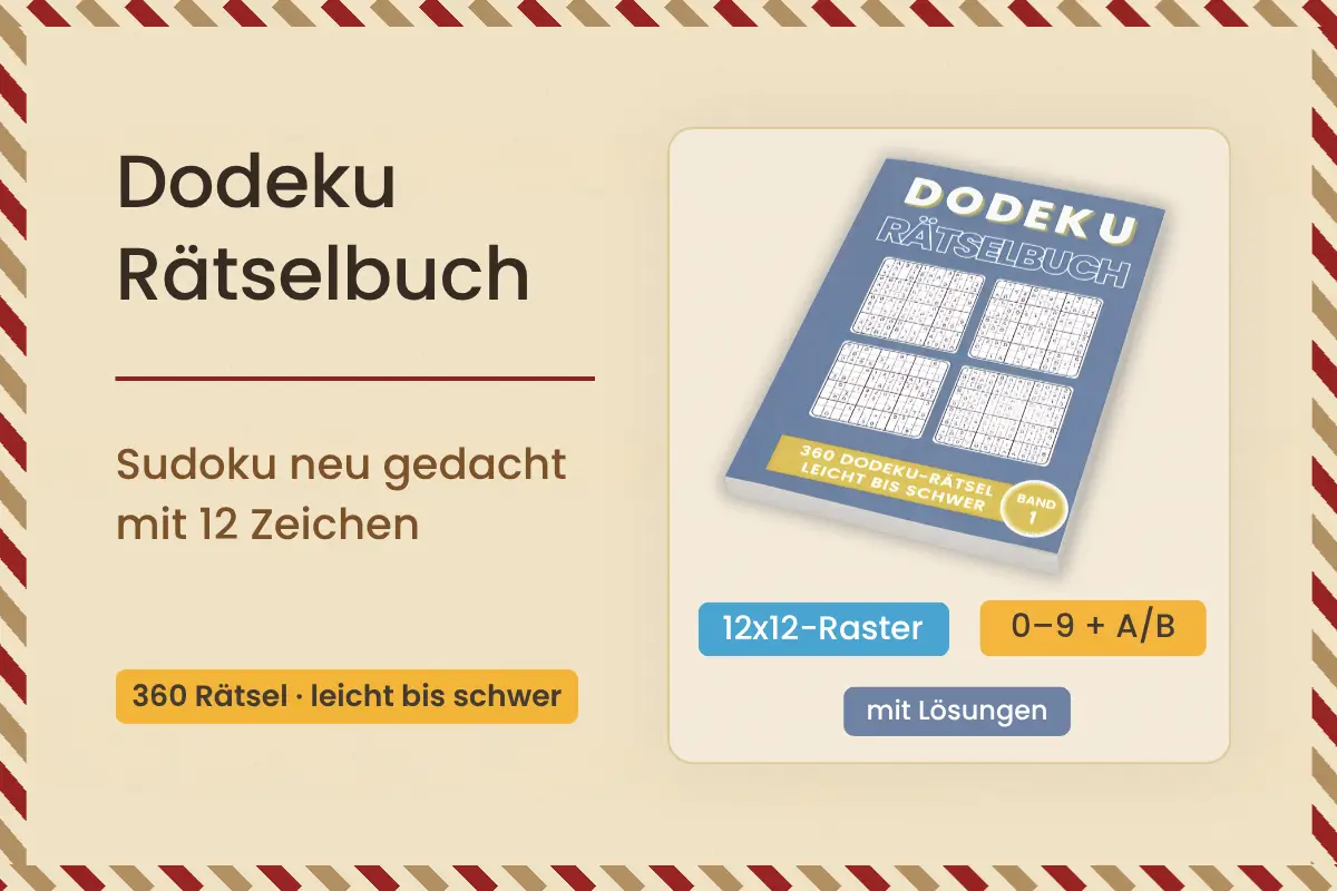 Dodeku Rätselbuch für Erwachsene mit 12x12-Rätseln und Lösungen