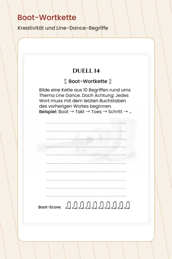 Kreative Boot-Wortkette mit Begriffen rund um Line Dance