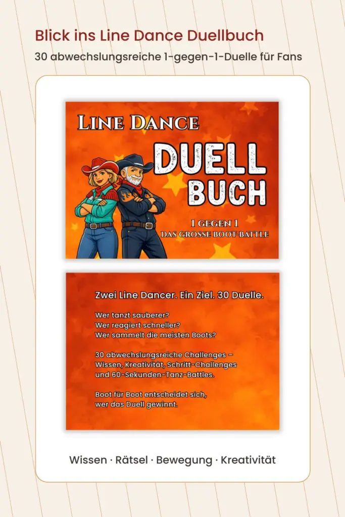 Cover und Rückseite des Line Dance Duellbuchs mit 30 Duellen für zwei Fans