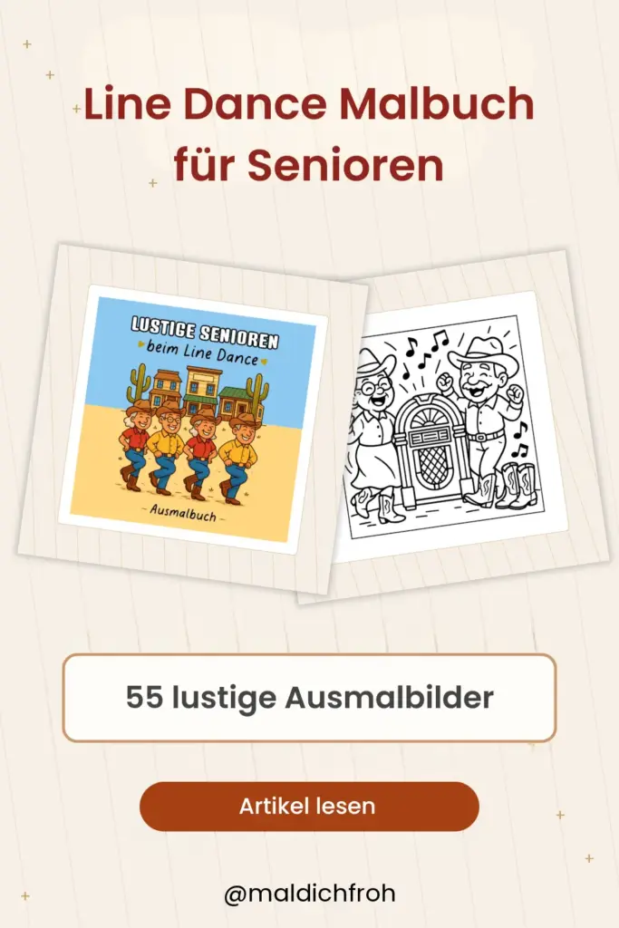 Line Dance Malbuch für Senioren mit 55 lustigen Ausmalbildern