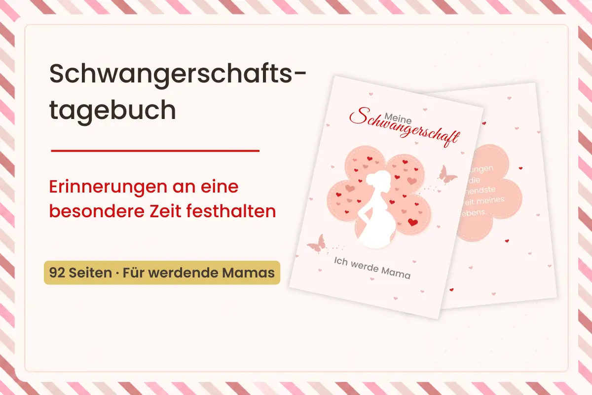 Schwangerschaftstagebuch als Geschenkidee für werdende Mamas mit Cover und liebevollen Erinnerungsseiten