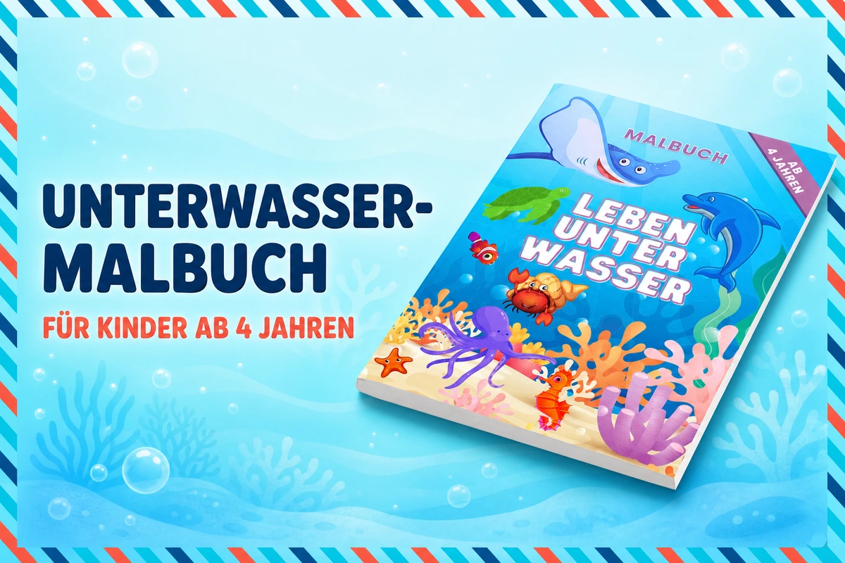 Unterwasser-Malbuch f&uuml;r Kinder ab 4 Jahren mit Delfin, Schildkr&ouml;te und weiteren Meerestieren