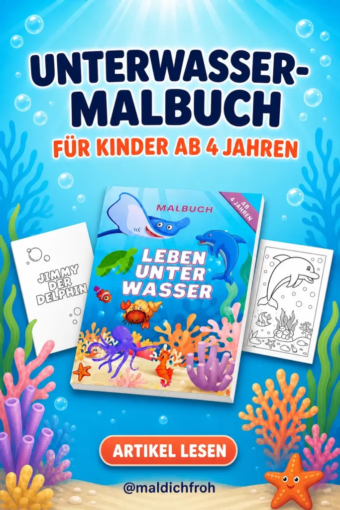 Pinterest-Grafik zum Unterwasser-Malbuch f&uuml;r Kinder ab 4 Jahren