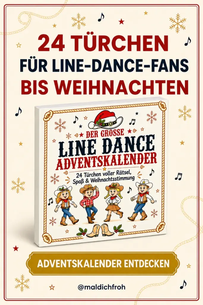 Pinterest-Grafik mit Line Dance Adventskalender und 24 Türchen bis Weihnachten